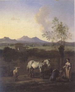 Karel Dujardin The Pasture Horses Cows and Sheep in a Meadow with Trees (mk05) oil painting picture